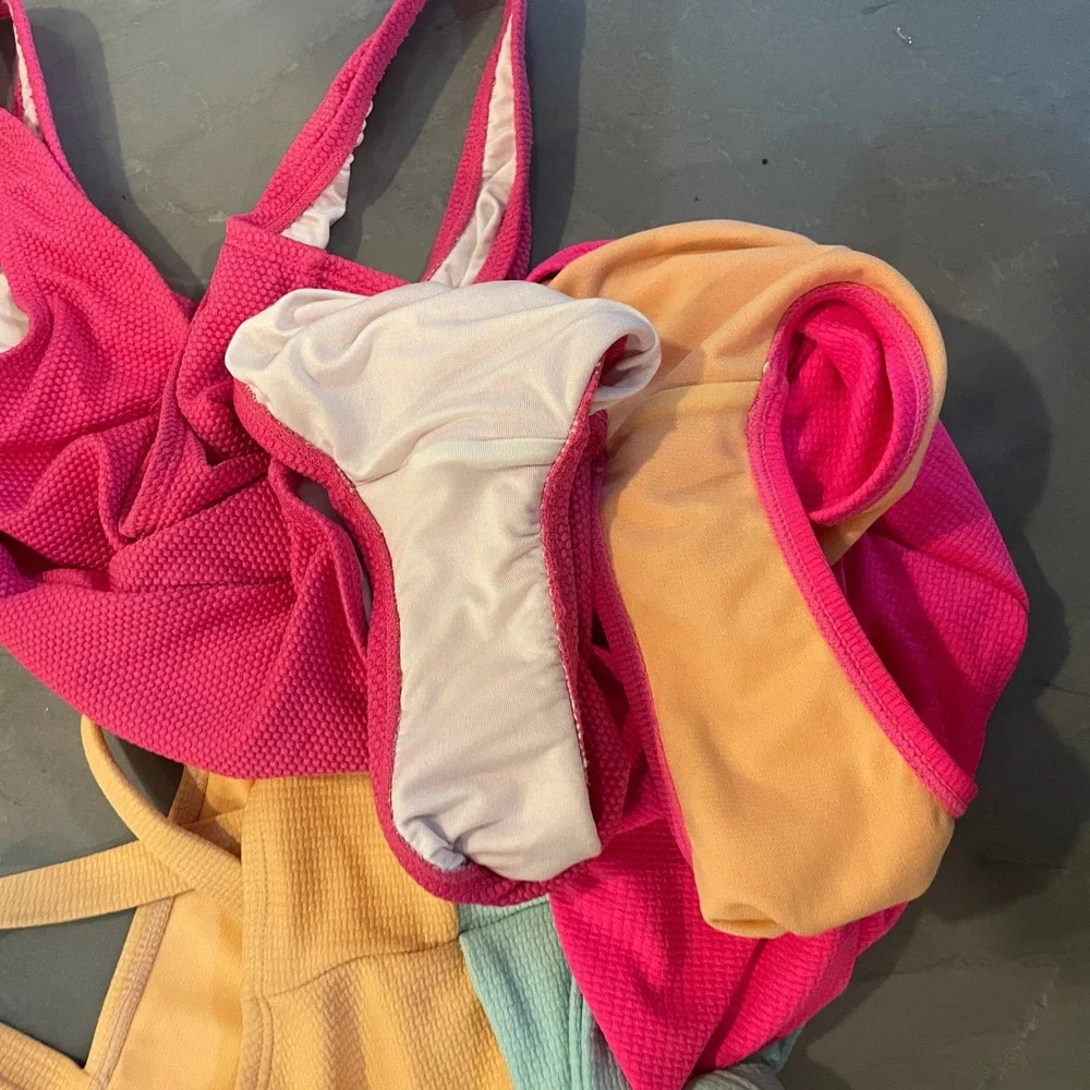 Old Navy Wonder Nation Girls One Piece Swimsuit Lot 2 Pink Colorblock Size 10/12